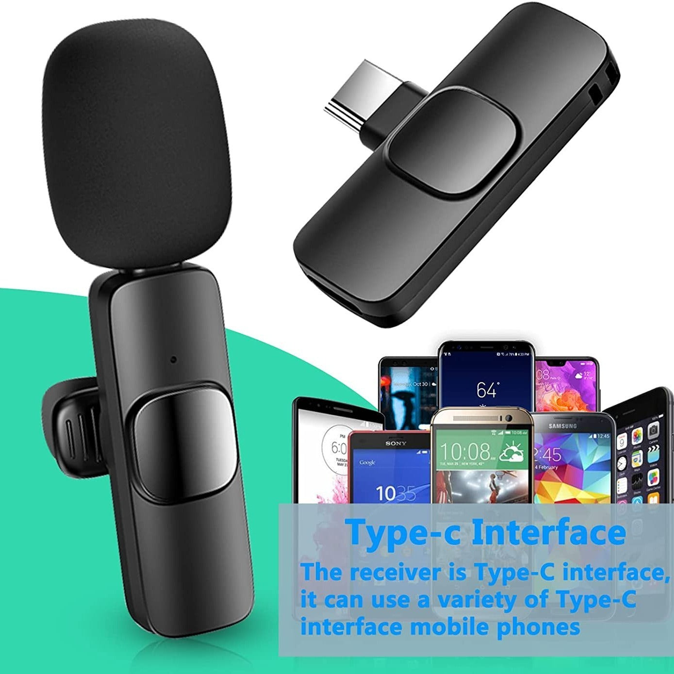 iPhone and Android Wireless Lavalier Lapel Microphone For iPhone iPad Professional Wireless Clip Mic - Cordless Omnidirectional Condenser Recording Mic For Interview Video Podcast Vlog YouTube
