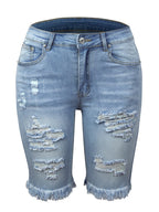 Denim Shorts 2025 Women's Denim Shorts, Quarter Length Jeans, Ripped Jeans, Frayed Hems Black Friday