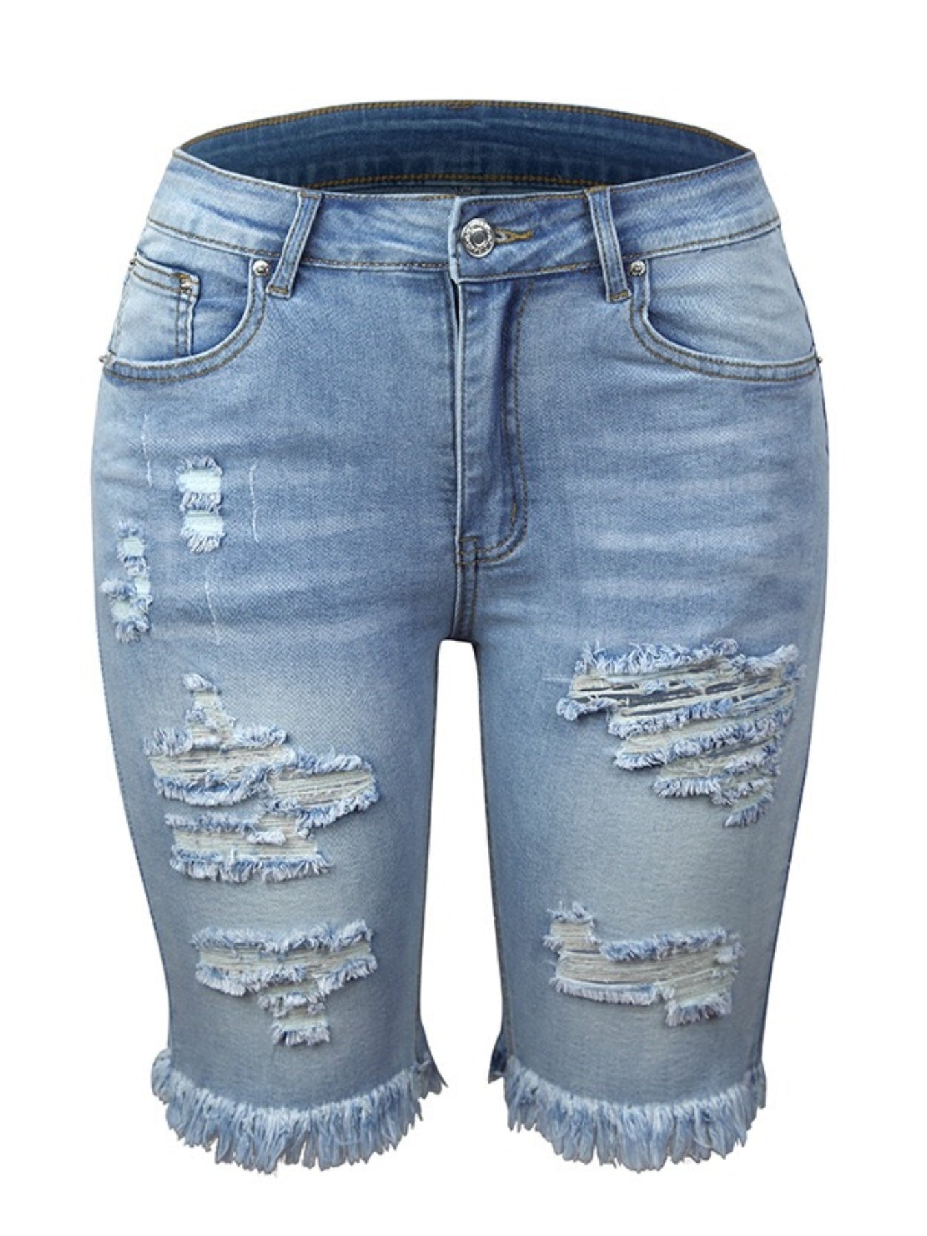 Denim Shorts 2025 Women's Denim Shorts, Quarter Length Jeans, Ripped Jeans, Frayed Hems Black Friday
