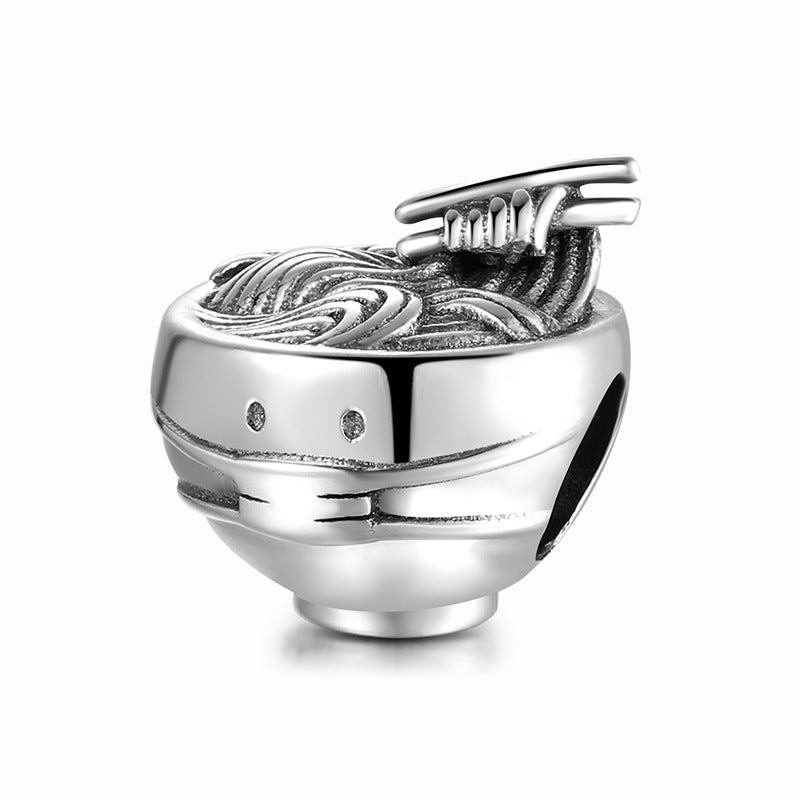 S925 Sterling Silver Beads Zongzi Hot Pot Drink Bracelet With Mask Diy Accessories Beads