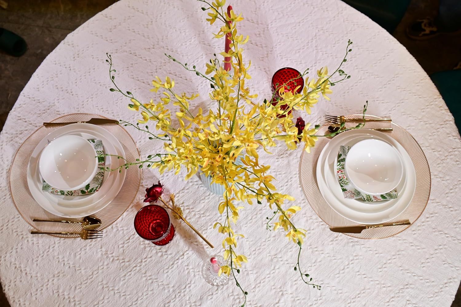 Jasmine Bone China Dinnerware Set, 16 Pieces, Service For 4, White Plates, Dishes, Bowls Set, Microwave And Dishwasher Safe