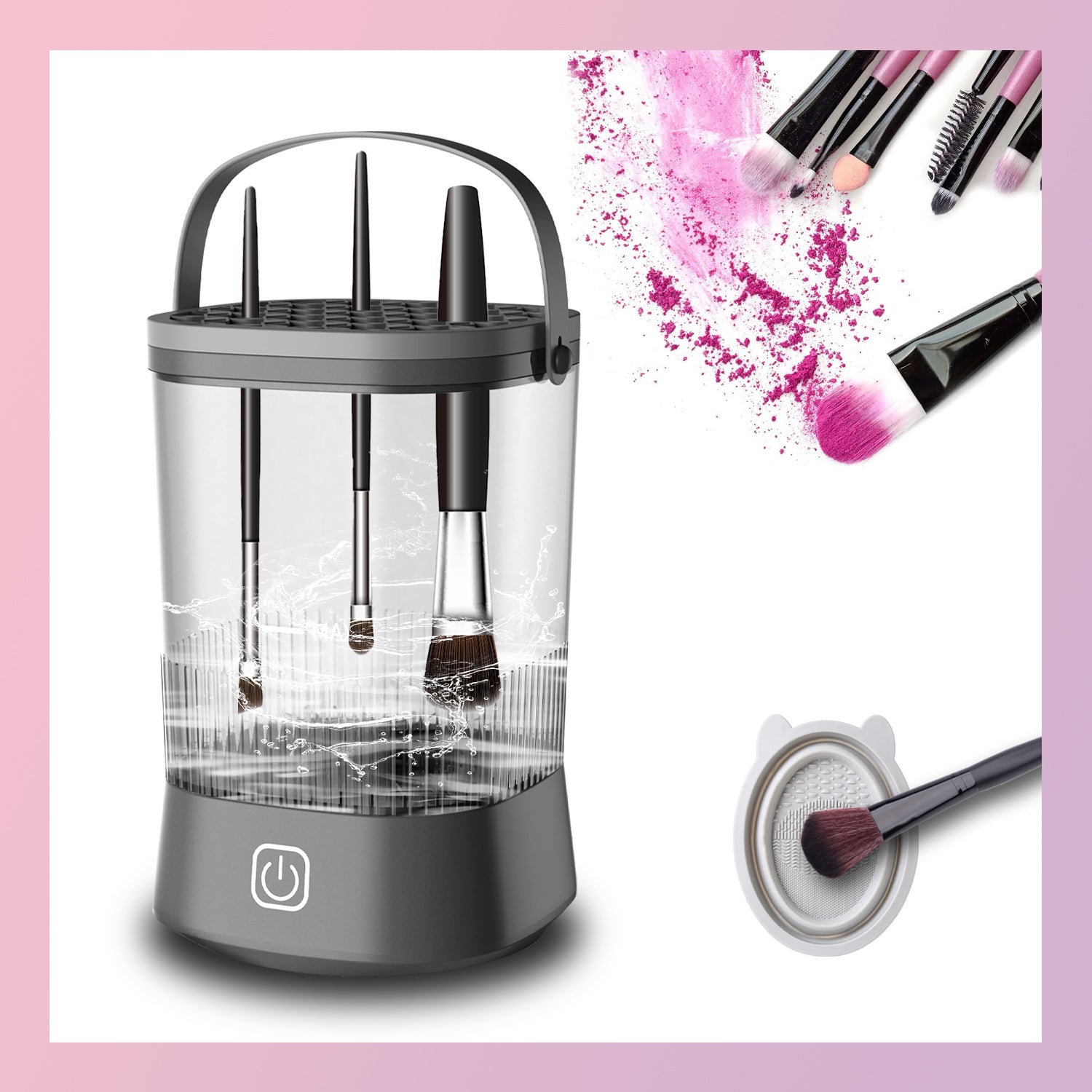 Electric Makeup Brush Cleaner - 9000 RPM Makeup Brush Cleaning Machine, Waterproof Automatic Makeup Brush Cleaner For Makeup Sponges And Brushes