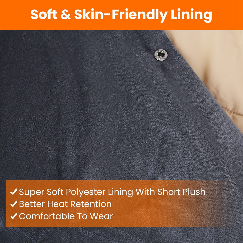 USB Heated Blanket Electric Heated Poncho Shawl Wrap Throw With Zipper Arm Holes Pocket 3 Heating Levels 6 Zones 5V 2A Machine Washable For Home Office Outdoor
