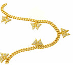 24K Gold Over Butterfly Design Jewelry, Micro-Inlaid Mossanite Women's Tennis Necklace, Effortless Grace For Her Delicate Neck