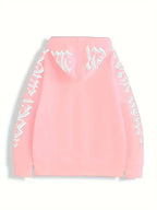 New Letter Printed Long Sleeve Zipper Hoodie, Gothic Punk Hoodie