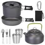 12Pcs Camping Cookware Set Aluminum Pot Pan Kettle Cup Fork Spoon Knife With Storage Bags For Hiking Picnic Outdoor