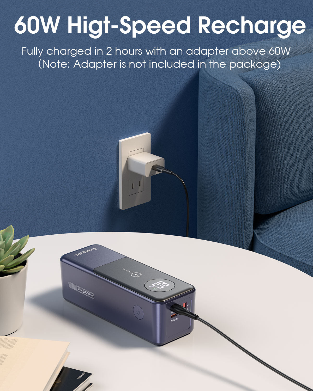 Power Bank Single-Port PD65W for MacBook and Samsung Notebook Charging