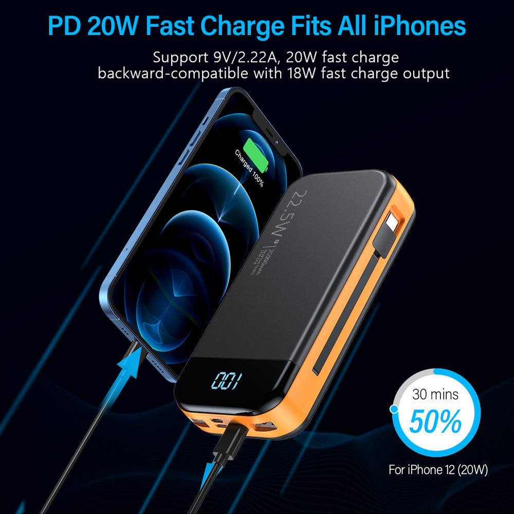 iPhone & Android Fast Charging Power Bank Comes With a 2-wire, Digital Display Super Fast Charging Power Bank