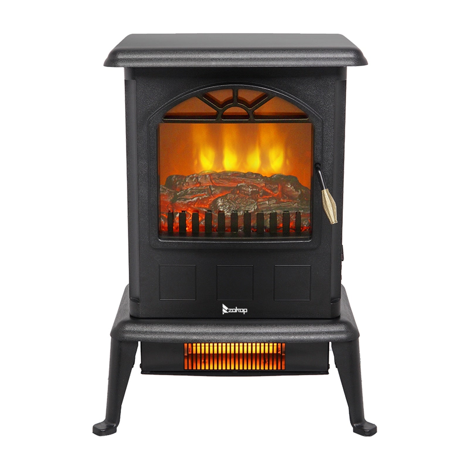 Vertical Fireplace HT1108 1500w Vertical Fireplace Machinery Fake Firewood Single Color 2 Quartz Tubes Black
