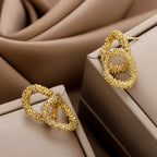 French Retro Frosted Hoop Earrings, Fashion Trendy Temperament Simple Studs, All-Match Geometric Vintage Jewelry