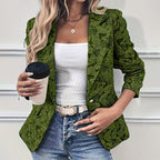 Women's Fall Business Casual Jacket 2025, Chic Floral Single Button Long Sleeve Blazer