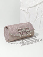 Bow Evening Bag Sparkly Clutch Purses For Women Wedding Glitter Rhinestone Party Prom Purse Dressy Clutch Bags