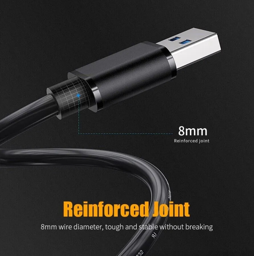 USB 3.0 A Male To Male Data Cable Super Speed Transfer Power Charger Metal 6ft