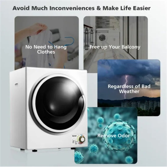 Compact Portable Clothes Dryer 850W - 10 Lbs Wet Capacity, 5.5 Lbs Dry Load, Quiet Design  For Apartments Dorms