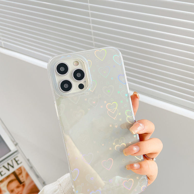 iPhone Laser Colorful Love For Double-sided Coated Silicone Phone Case