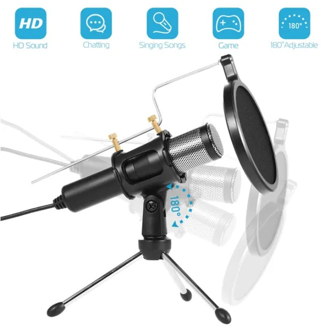 Professional Condenser Microphone With 180 Degree Tripod Popular Filter