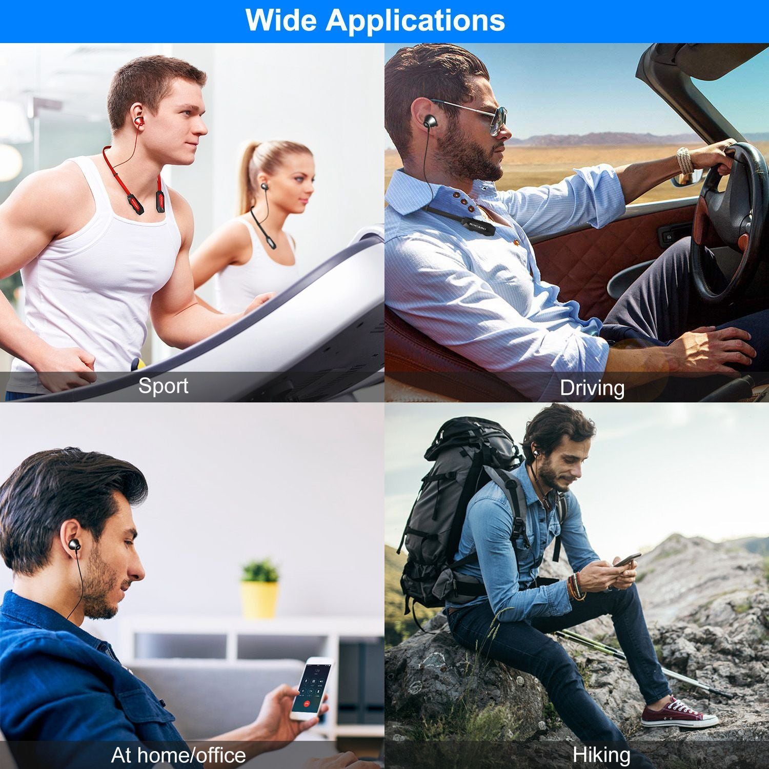 Black-Red Color Options -- 1Pc Wireless Neckband Headphones V4.2 Sweat-proof Sport Headsets Earbuds In-Ear Magnetic Neckbands Stereo Earphone Deep Bass Earphone With Mic 15Hrs Work Running Hiking