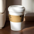 Deodorizing Trash Can 2025 New Elegant Lion Theme Coffee Cup Trash Can Deodorizing Push-On Lid Black And White Odor Resistance High Aesthetic Large Capacity