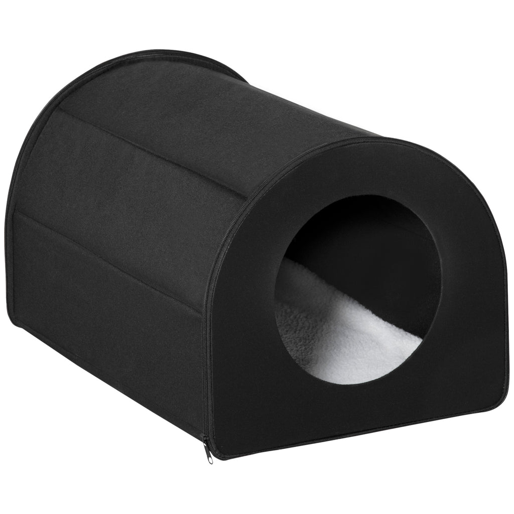 Winter Portable Heated Double Wide Water-Resistant Indoor Outdoor Cat Houses For Multiple Cats - Black