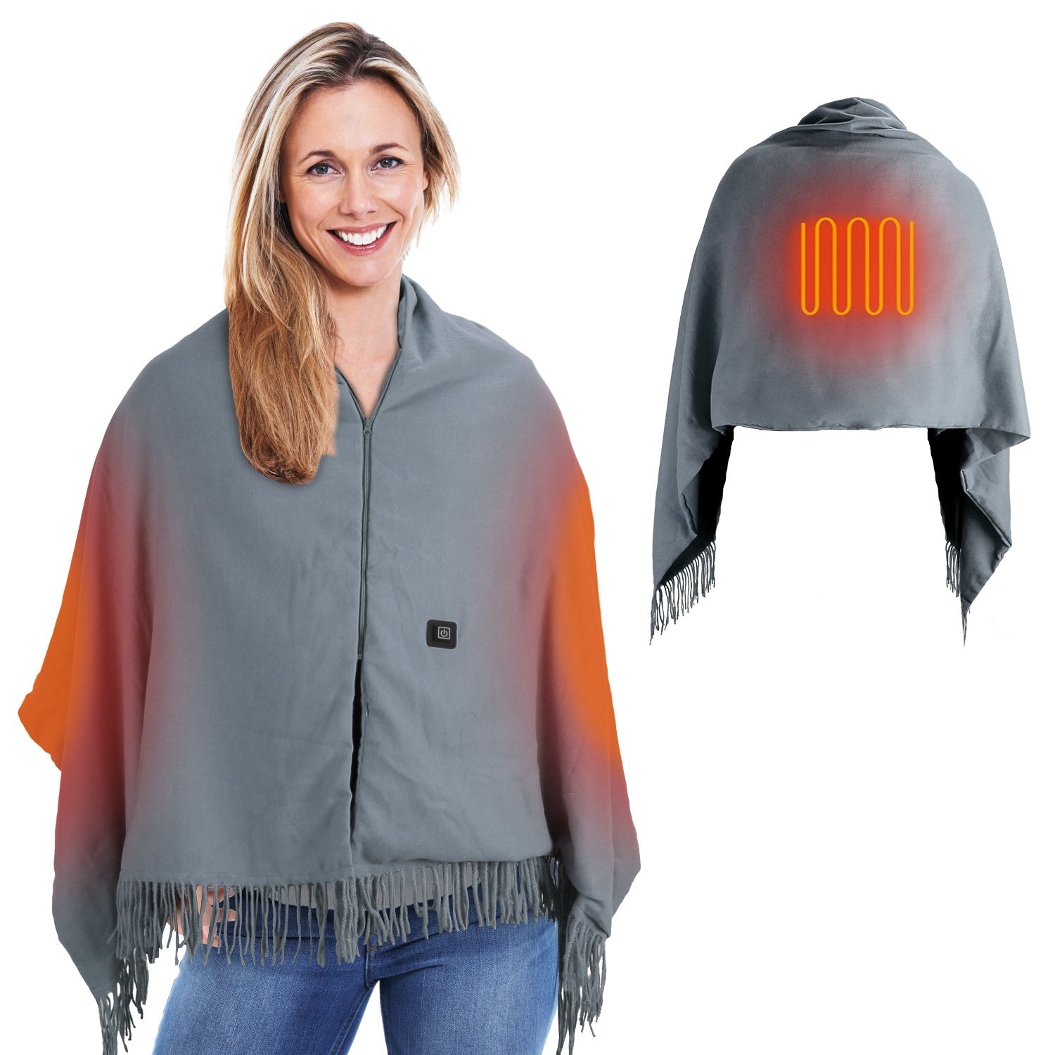 Big Savings 1Pc 79x24In USB Heated Shawl With Teasel Wearable Heating Blanket Electric Throw Wrap Indoor Outdoor With Zipper 3 Heating Levels Machine Washable For Outdoor Home Office