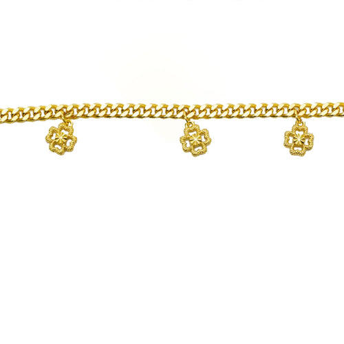 24K Gold Filled Bracelet For Women, FourLeaf Clover Round, Valentines Day Gifts
