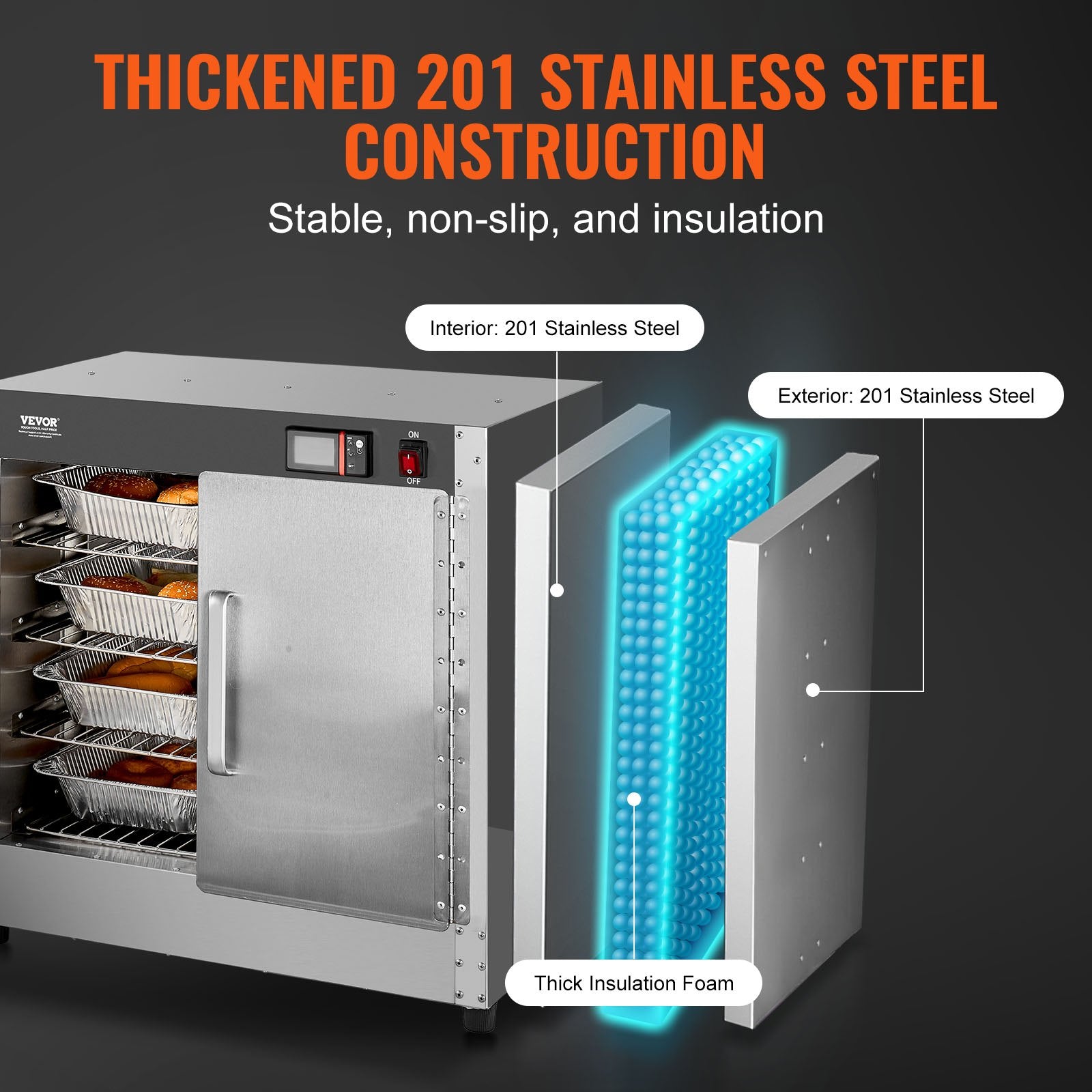 Hot Box Food Warmer 4-Tier Concession Warming Cabinet With Water Tray For Pizza
