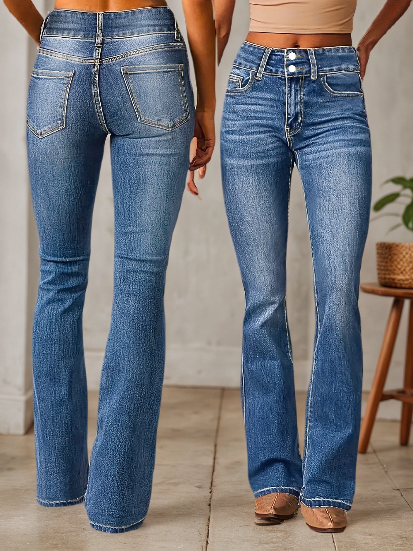 New Women's Denim Pants, High Waisted Pants, Micro Flared Jeans