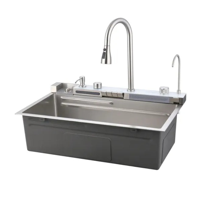 Pull-out Facuet Single Bowl Sink Kitchen Vegetable Sink 304 Whale Waterfall Sink Dish Sink Household Vegetable Washing Basin