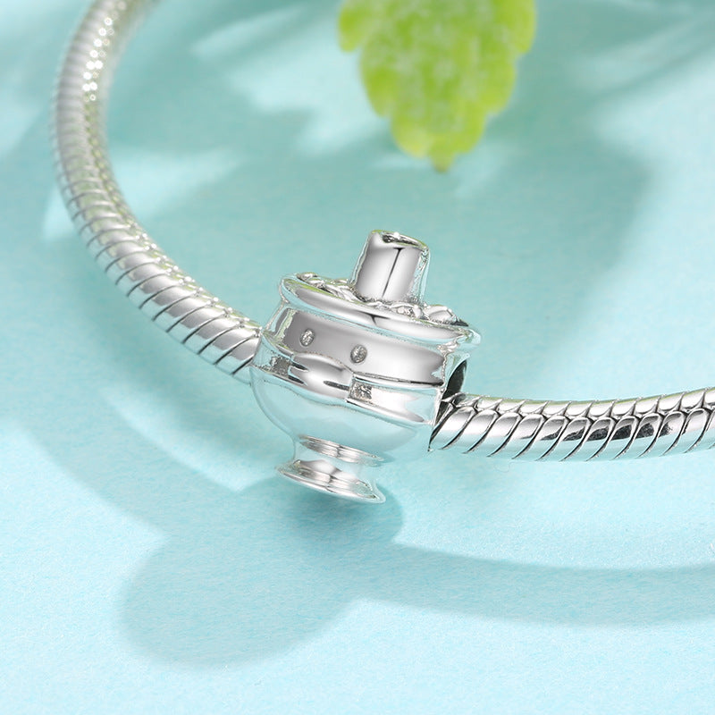 S925 Sterling Silver Beads Zongzi Hot Pot Drink Bracelet With Mask Diy Accessories Beads