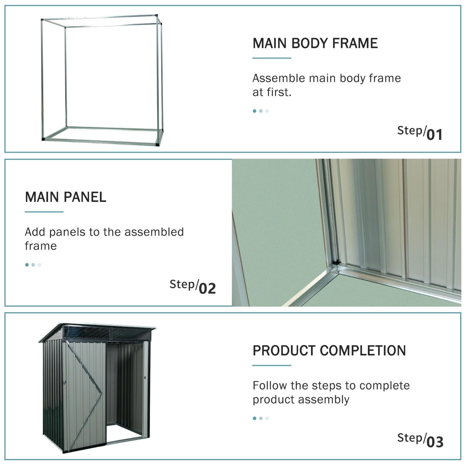Storage Shed TC53BL 5ft X 3ft Outdoor Metal Storage Shed Transparent Plate Black