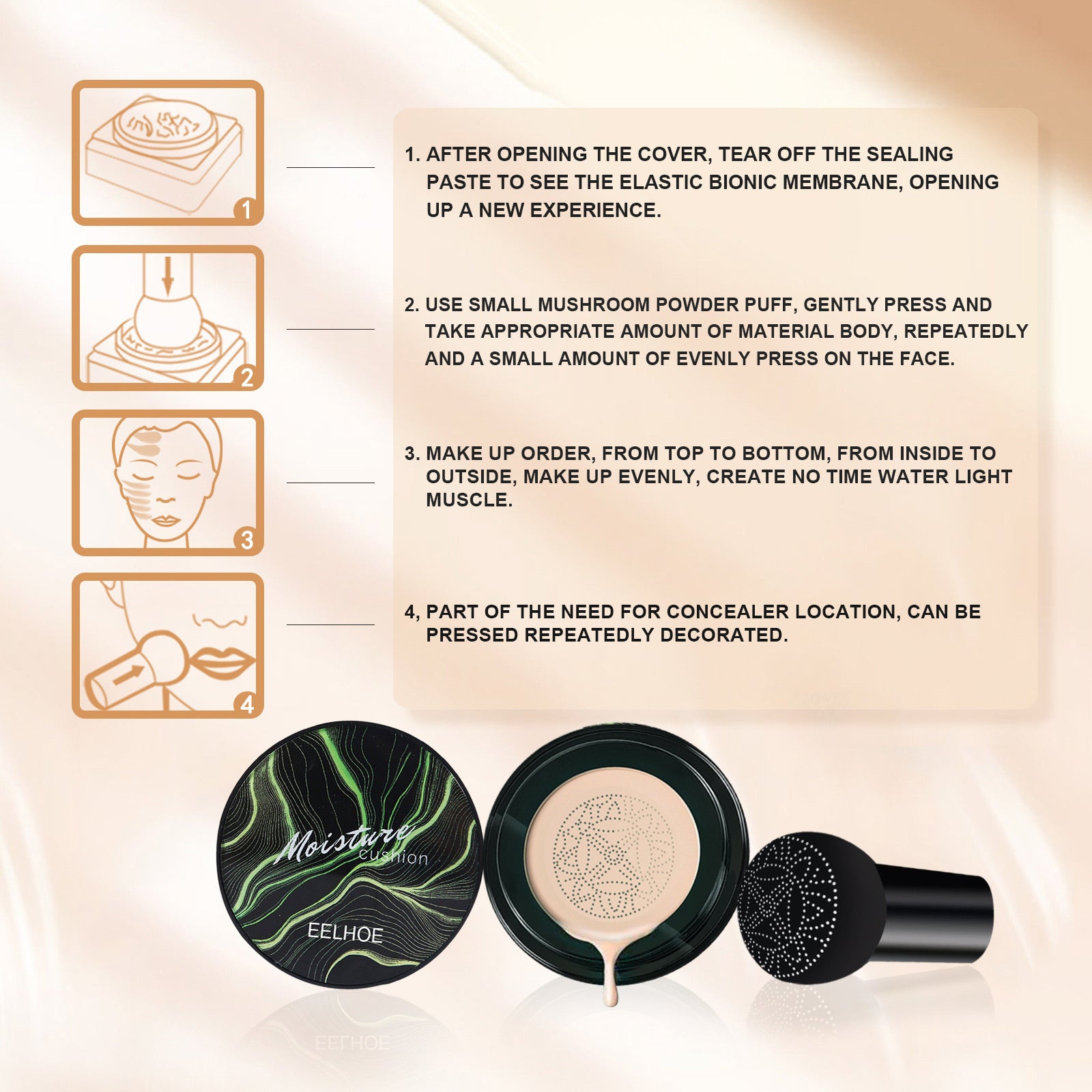 Mushroom Head Air Cushion Natural BB Cream Covers Facial Blemishes And Brightens Natural Nude Makeup Foundation Cream