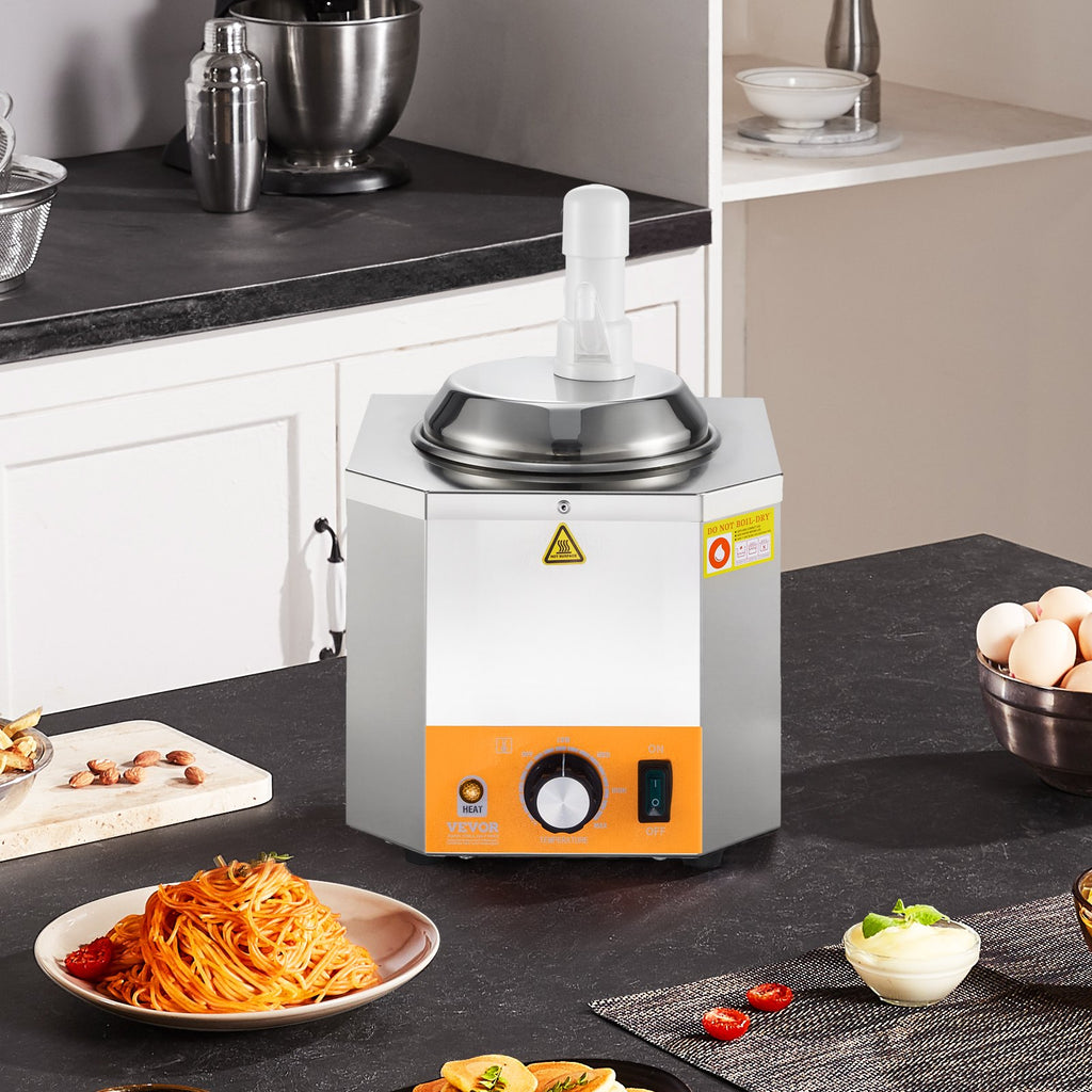 2.4L Electric Cheese Dispenser With Pump Commercial Hot Fudge Warmer 86F-230F