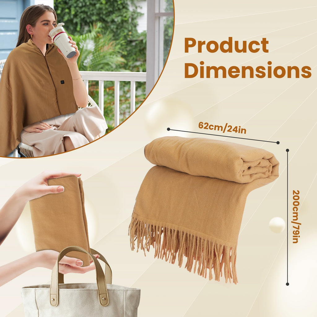 Big Savings 1Pc 79x24In USB Heated Shawl With Teasel Wearable Heating Blanket Electric Throw Wrap Indoor Outdoor With Zipper 3 Heating Levels Machine Washable For Outdoor Home Office