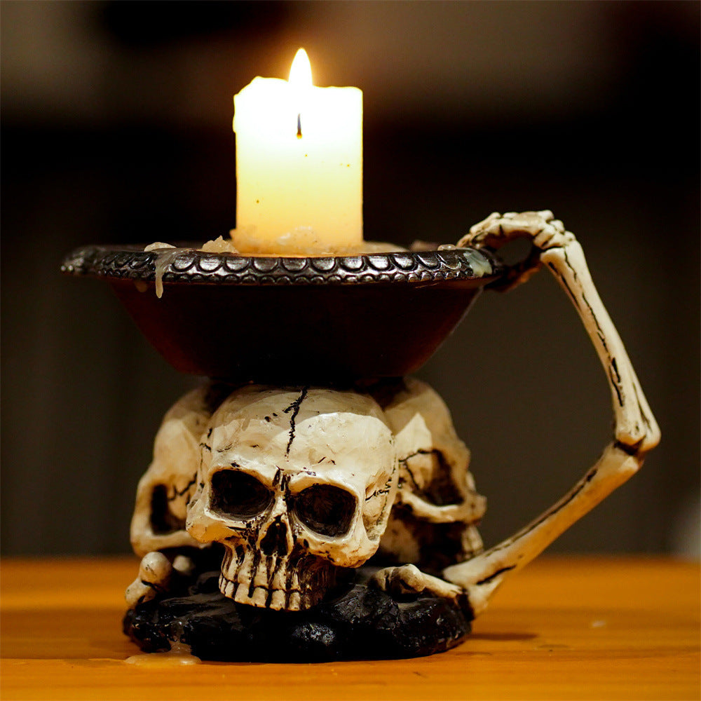 Halloween Creative Three Ghost Head Top Candle Desktop Storage Tray
