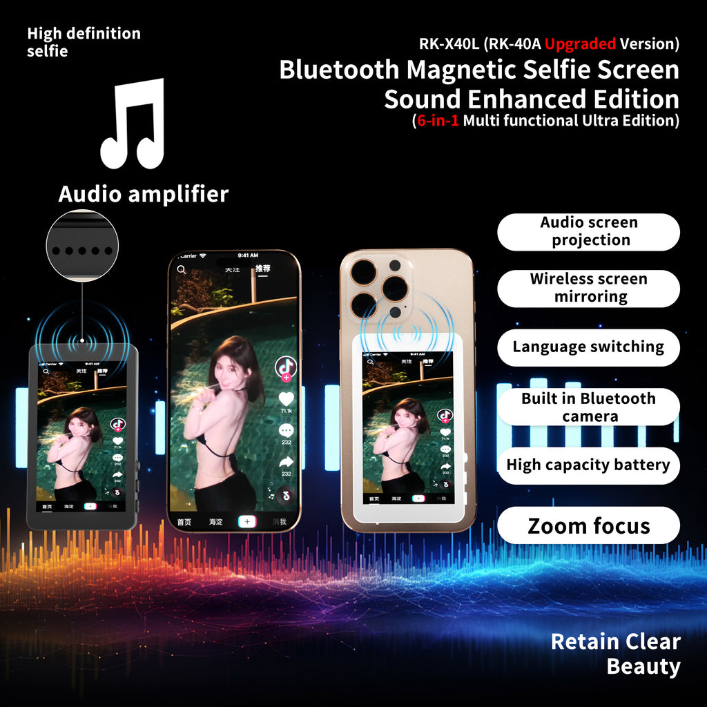 Mobile Selfie Screen Recorder - Audio-Focusing-Hanging Rope-Photography Version- RK-X40A Upgraded Version X40L