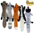 Pack of 5 - Dog Squeaky Toys Pet Crinkle Toy No Stuffing Animals Soft Plush Dog Chew Toys For Medium And Large Dogs