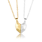 Attractive Wishing Stone Couple Pendant Necklace Ancient Love Token Heart-shaped Electrocardiogram Magnetic Heart Pendant Splicing Necklace Valentine's Day Gift