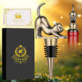 Elegant Upturned Cat Shaped Red Wine Stopper Set With Metallic Luster Bottle Stopper Gift Box, High-end Accessories For Wine Enthusiasts, A Must-have Set For Wine Collectors