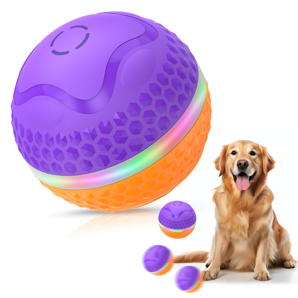 Dog Toys Ball, Automatic Rolling Toy, Lively Pet Ball For Medium, Large Dogs To Relieve Boredom, Activated Automatic Motion Dog Balls Toy With LED Flash, USB Rechargeable Orange Purple Interactive