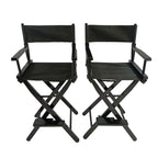 Foldable Outdoor Casual Home Director's Chair, Black Frame Black Canvas, Suitable For Adults, Foldable Style, 2pcs Set Populus