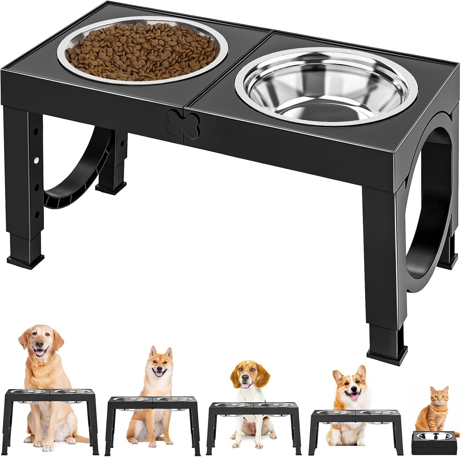 Dog Bowl Holder XiaZ Fashion Pet Products Black