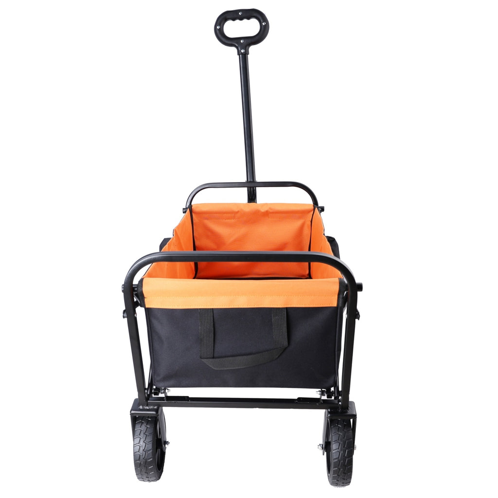Mini Folding Wagon Garden Shopping Beach Cart  Black Yellow Brake