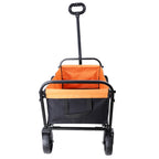 Mini Folding Wagon Garden Shopping Beach Cart  Black Yellow Brake