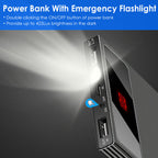 Ultra-thin Power Bank 1Pc 20000mAh Power Bank Phone Charger Dual USB Port Flashlight Battery Remain Display