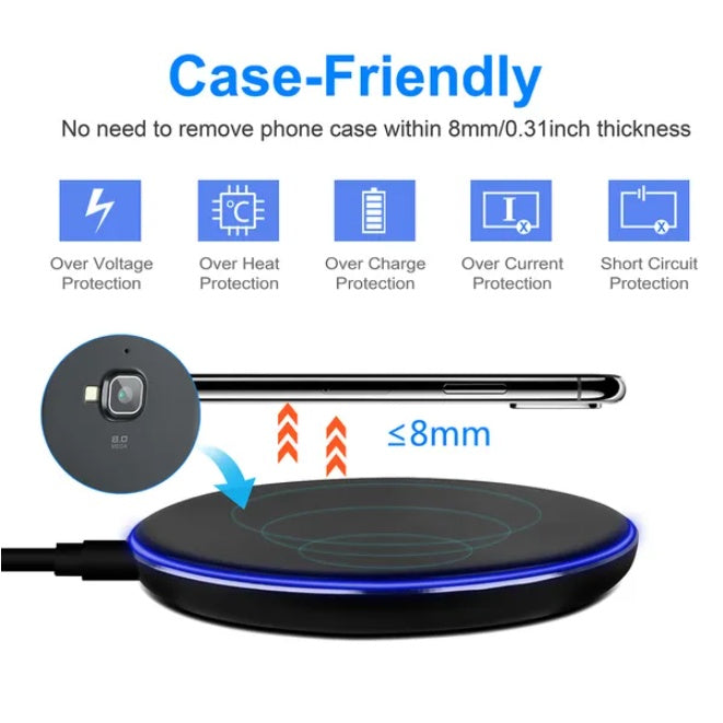 For iPhone Wireless Charger Qi Certified Ultra Slim 5W Charging Pad