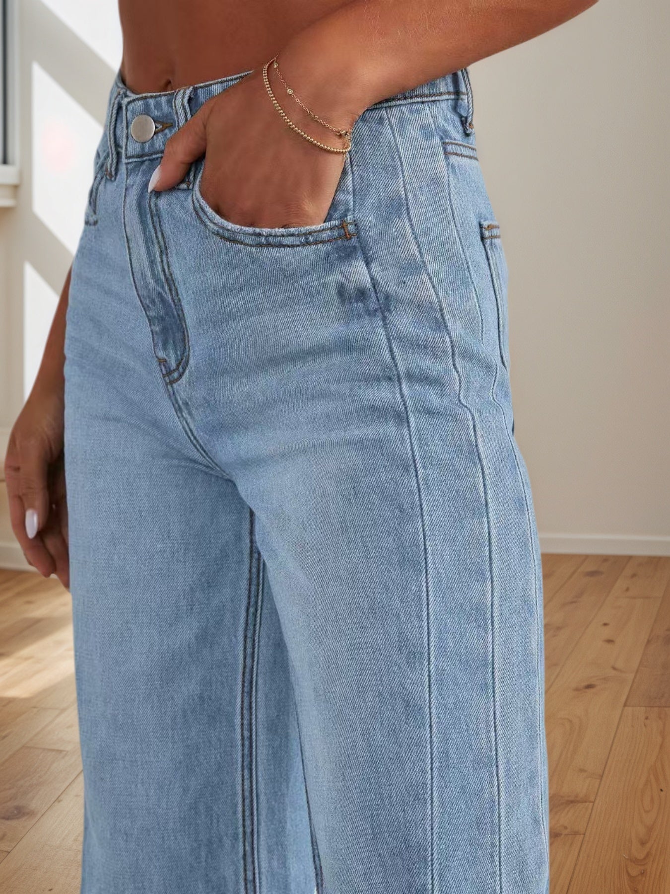 New Women's Jeans, Denim Wide Leg Pants, Suitable For All Seasons
