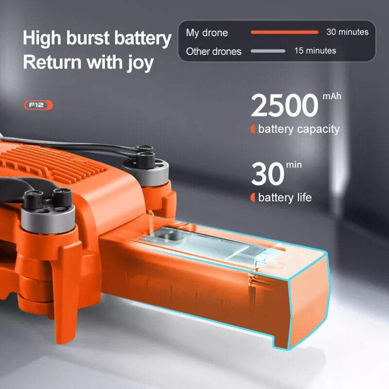 Drone F12 Brushless ESC 6K HD Wide Angle Dual Camera 4DRC GPS 5G WIFI  Smart Follow Quadcopter, Professional Drones, adult Drones, For Beginners, Logistics Is Randomly Sent By USPS,FEDEX