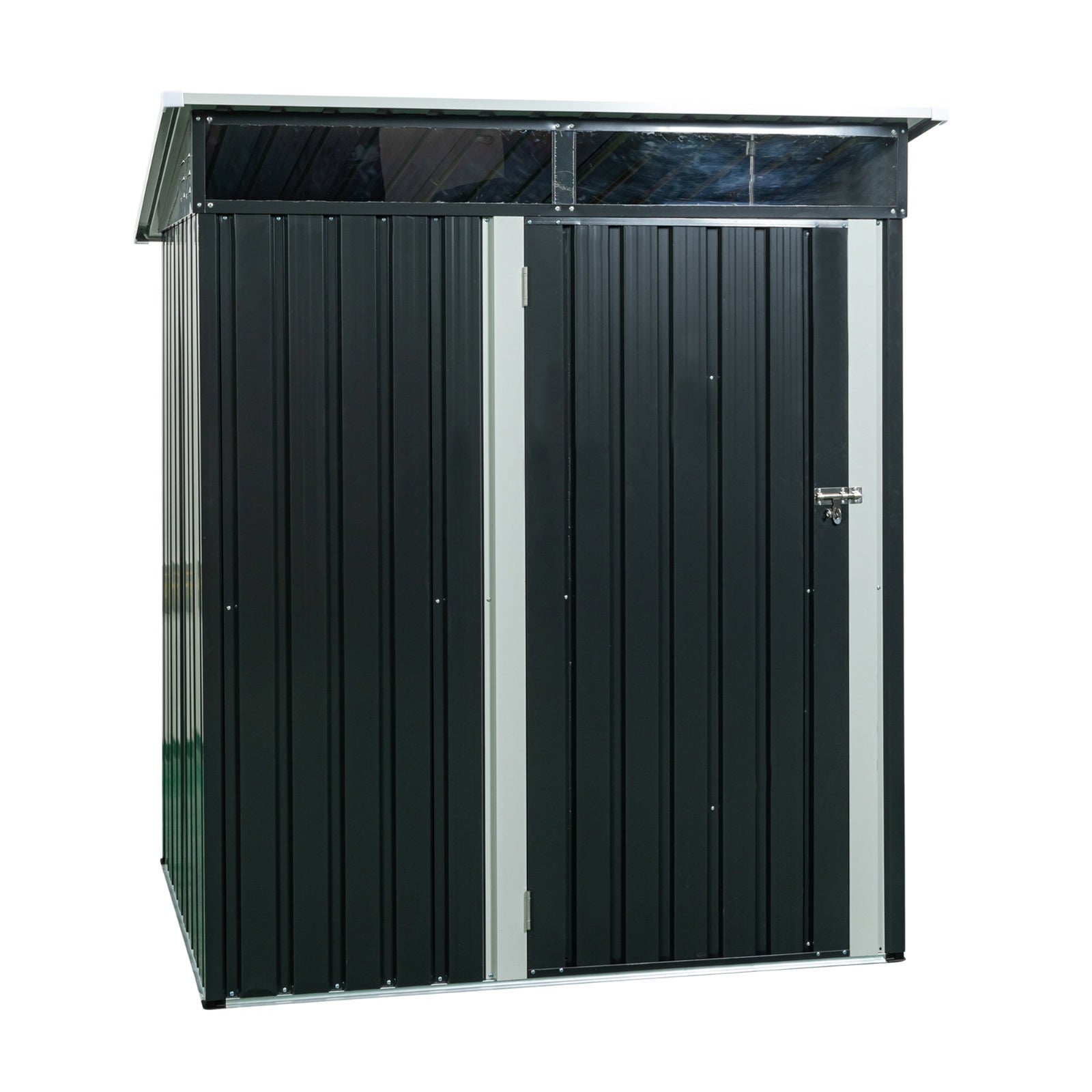 Storage Shed TC53BL 5ft X 3ft Outdoor Metal Storage Shed Transparent Plate Black