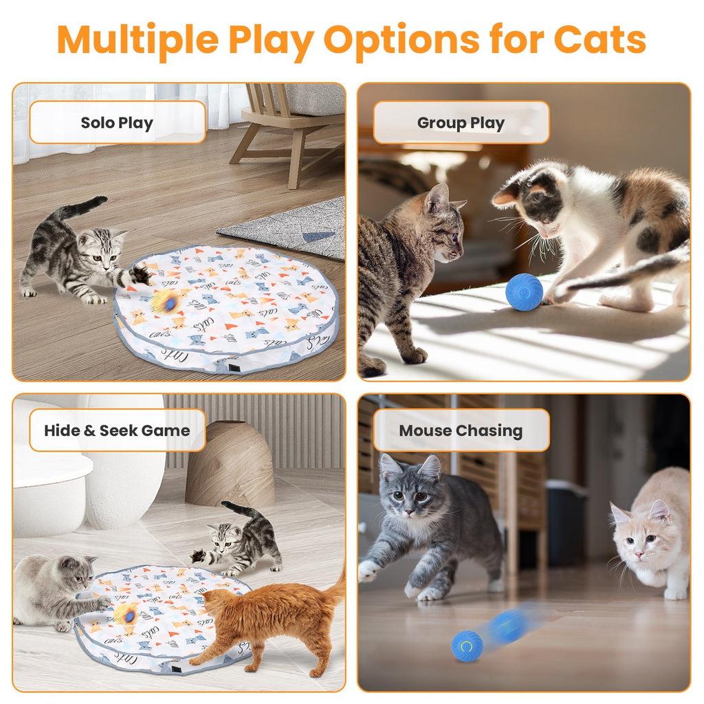 Cats Hide And Seek Mouse Catching Game 1Pc Cat Toys Ball Fast Rolling In Rechargeable Motion Activated Interactive Pouch Cat Toys For Indoor