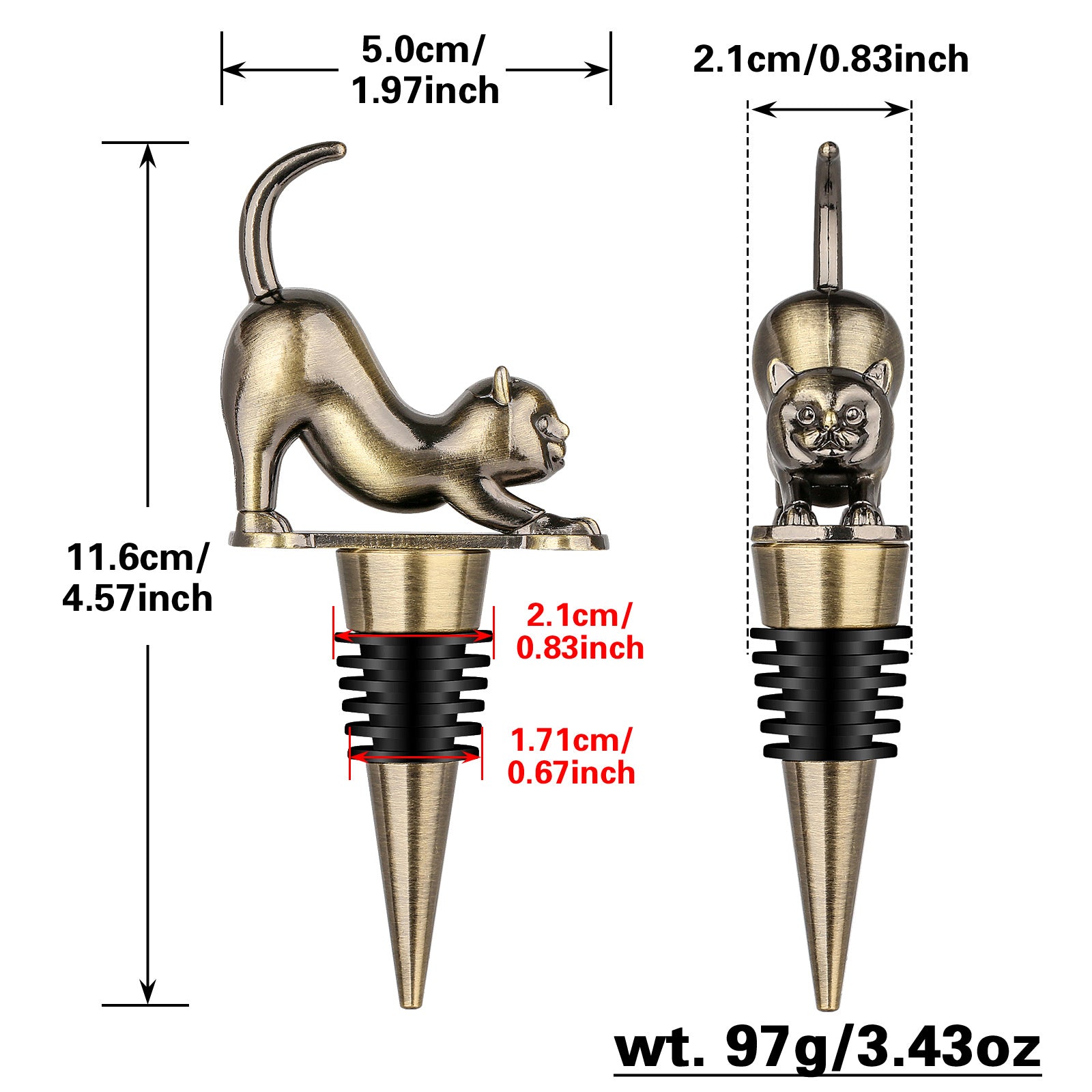 Elegant Upturned Cat Shaped Red Wine Stopper Set With Metallic Luster Bottle Stopper Gift Box, High-end Accessories For Wine Enthusiasts, A Must-have Set For Wine Collectors
